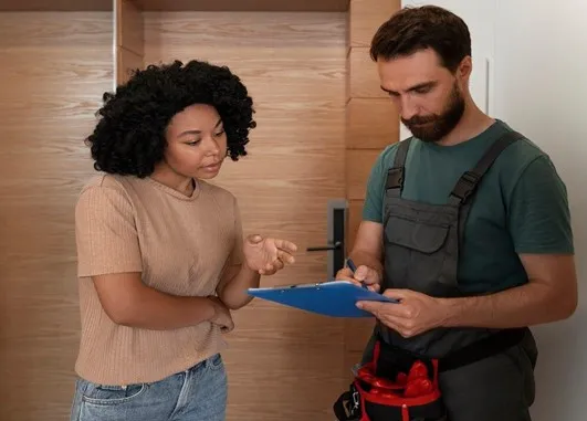 Homeowner with the home inspector